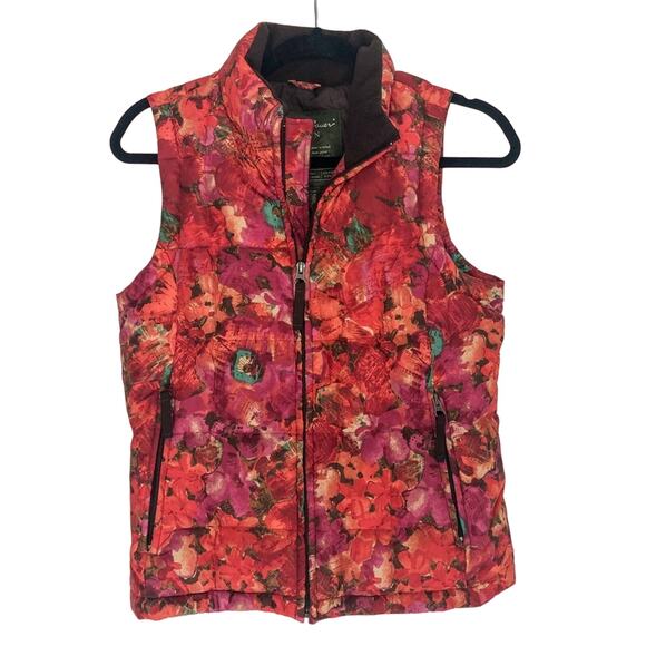 Eddie Bauer Womens Multicolor Floral Goose Down Puffer Vest XS - Picture 1 of 4